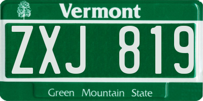 VT license plate ZXJ819