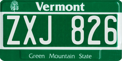 VT license plate ZXJ826