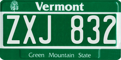 VT license plate ZXJ832