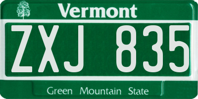 VT license plate ZXJ835