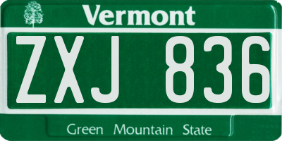 VT license plate ZXJ836