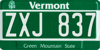 VT license plate ZXJ837