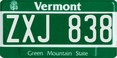 VT license plate ZXJ838