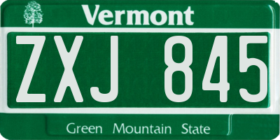 VT license plate ZXJ845