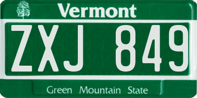 VT license plate ZXJ849