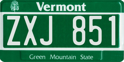 VT license plate ZXJ851