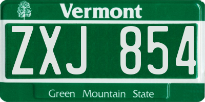 VT license plate ZXJ854