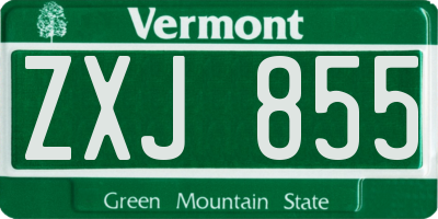 VT license plate ZXJ855