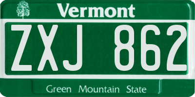 VT license plate ZXJ862