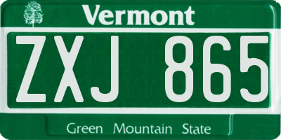 VT license plate ZXJ865