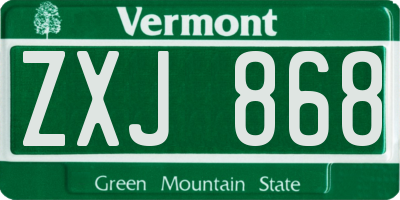 VT license plate ZXJ868