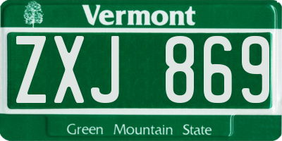VT license plate ZXJ869