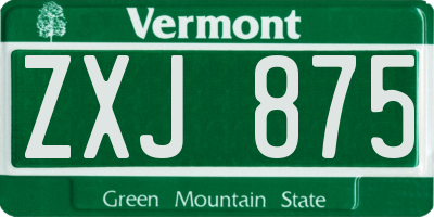 VT license plate ZXJ875