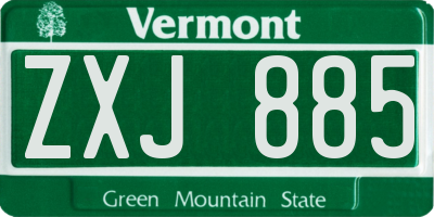 VT license plate ZXJ885
