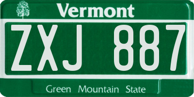 VT license plate ZXJ887