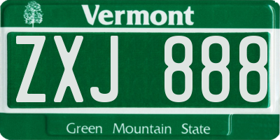 VT license plate ZXJ888