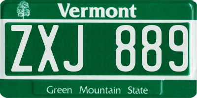 VT license plate ZXJ889