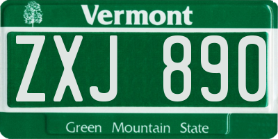 VT license plate ZXJ890