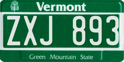VT license plate ZXJ893