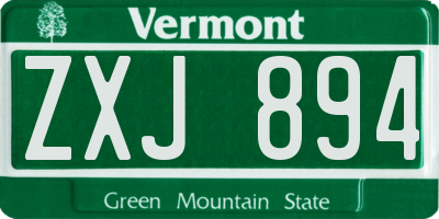 VT license plate ZXJ894
