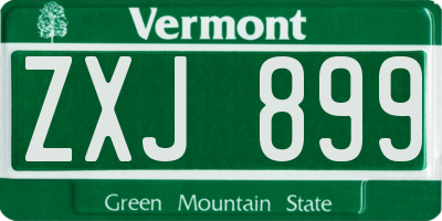 VT license plate ZXJ899