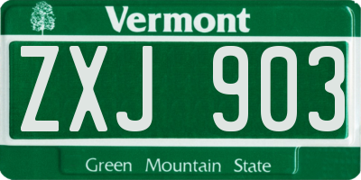 VT license plate ZXJ903