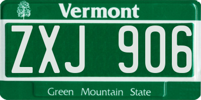 VT license plate ZXJ906