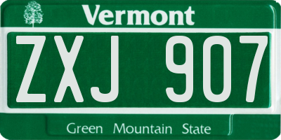 VT license plate ZXJ907