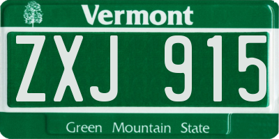 VT license plate ZXJ915
