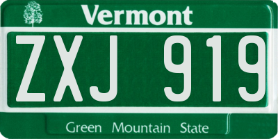 VT license plate ZXJ919