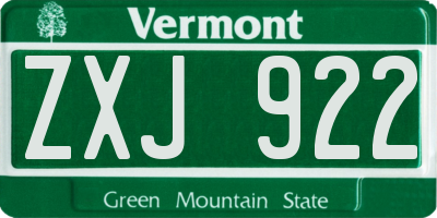 VT license plate ZXJ922