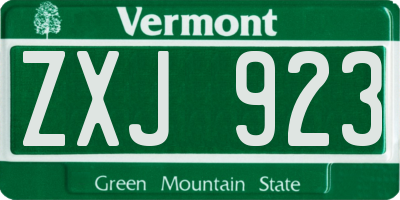 VT license plate ZXJ923