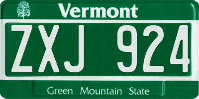 VT license plate ZXJ924