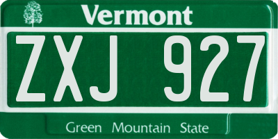 VT license plate ZXJ927