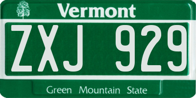 VT license plate ZXJ929