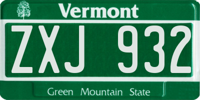 VT license plate ZXJ932