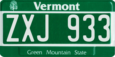 VT license plate ZXJ933
