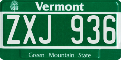 VT license plate ZXJ936