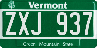 VT license plate ZXJ937