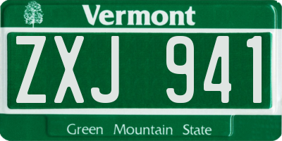 VT license plate ZXJ941
