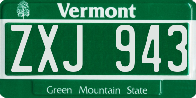 VT license plate ZXJ943