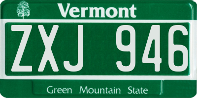 VT license plate ZXJ946