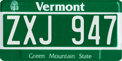 VT license plate ZXJ947