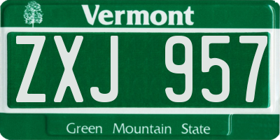 VT license plate ZXJ957