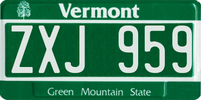 VT license plate ZXJ959