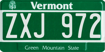 VT license plate ZXJ972
