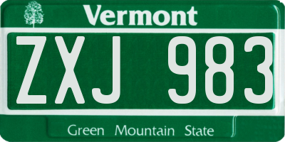 VT license plate ZXJ983