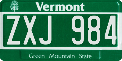 VT license plate ZXJ984