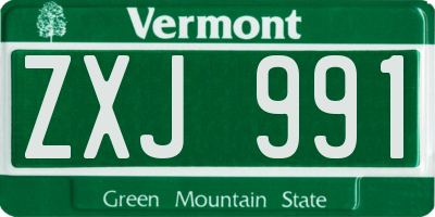 VT license plate ZXJ991