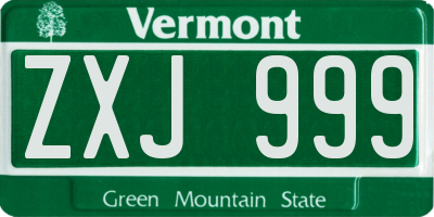 VT license plate ZXJ999
